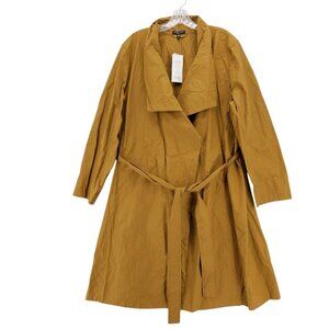 NWT EILEEN FISHER Cascade Collar Seamed Coat Weather Resistant ARNCA Gold 2X